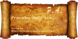 Preradov Amália névjegykártya